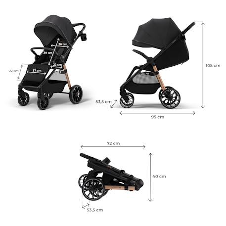 oussette Kinderkraft GRANDE 2 avec Grandes Roues Amorties, Dossier Inclinable, Pliage à Une Main CLICK&FOLD Rapide Beige+Gris+Noir+Rouge+Vert 18 - vertbaudet enfant 