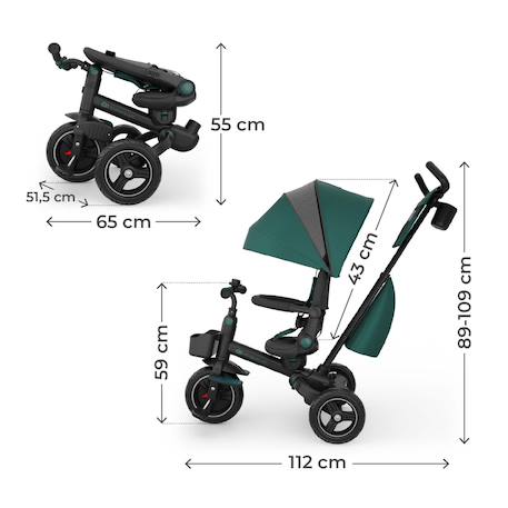 Tricycle évolutif 6-en-1 SPINSTEP 2 PLUS avec siège pivotant 360° et dossier réglable Beige+Vert 12 - vertbaudet enfant 