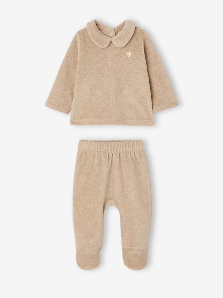 Lot de 2 pyjamas bébé fille ouverture dos beige chiné 2 - vertbaudet enfant 