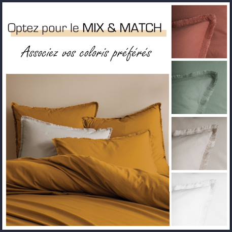 Housse de couette unie en coton, coton lavé Bleu glacier+Bleu nuit+Caramel+Lichen+Lin+Miel+Nude+Terre cuite 18 - vertbaudet enfant 
