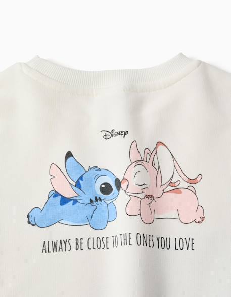 Sweat en coton peigné avec imprimé stitch & angel Blanc 4 - vertbaudet enfant 