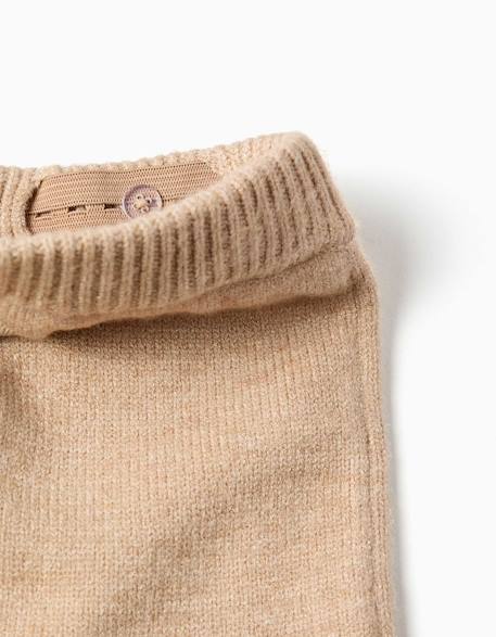 Pantalon en maille avec ourlet à rayures Beige 3 - vertbaudet enfant 