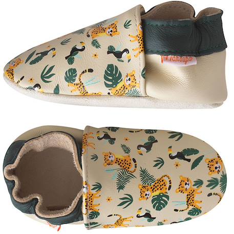 Chaussons bébé cuir souple romy et jules s'amusent Beige 2 - vertbaudet enfant 