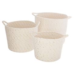 Chambre et rangement-Lot de 3 paniers à anses en coton tress - bodhi