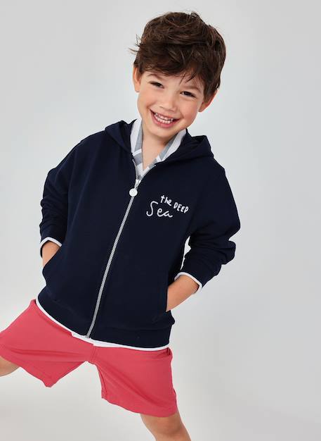 Sweat à capuche garçon Bleu 2 - vertbaudet enfant 
