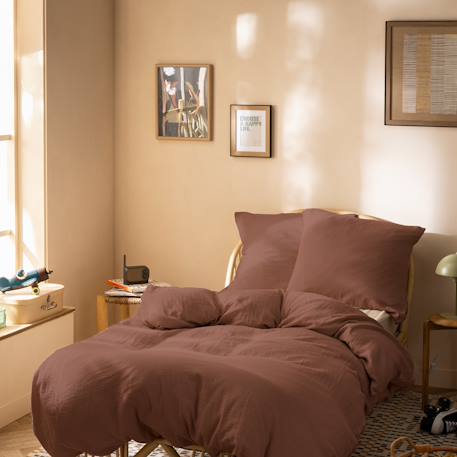 Housse de couette unie en coton, gaze de coton Blanc+Caramel+Chocolat+Lichen+Naturel 18 - vertbaudet enfant 