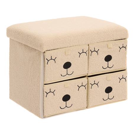 Pouf pliant 4 tiroirs en bouclette - ezzio Beige 2 - vertbaudet enfant 