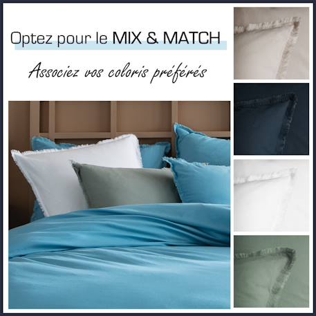 Housse de couette unie en coton, coton lavé Bleu glacier+Bleu nuit+Caramel+Lichen+Lin+Miel+Nude+Terre cuite 6 - vertbaudet enfant 