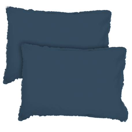 Set de 2 taies d'oreiller unies à franges, coton lavé Anthracite+Blanc+Bleu glacier+Bleu nuit+Caramel+Lichen+Lie de vin+Lin+Miel+Nude+Terre cuite 16 - vertbaudet enfant 