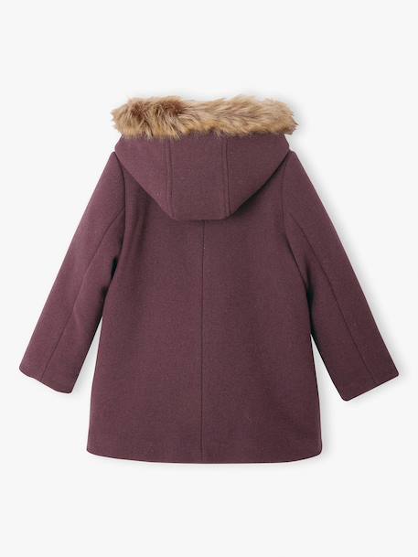 Duffle-coat à capuche fille drap de laine blush+camel+prune+vert de gris 20 - vertbaudet enfant 