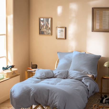 Housse de couette unie en coton, gaze de coton Blanc+Bleu horizon+Caramel+Chocolat+Naturel 12 - vertbaudet enfant 