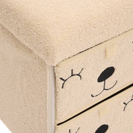 Pouf pliant 4 tiroirs en bouclette - ezzio Beige 4 - vertbaudet enfant 