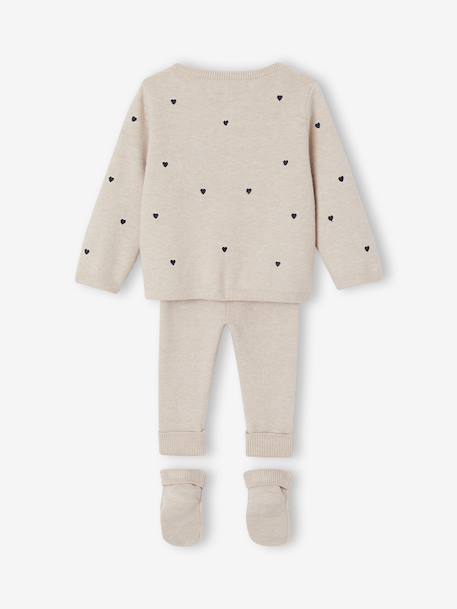 Ensemble 3 pièces bébé fille beige chiné 5 - vertbaudet enfant 