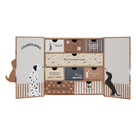 Coffret de naissance souvenirs 9 tiroirs - cilia Beige+Rose 4 - vertbaudet enfant 