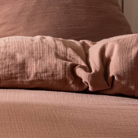 Parure de lit unie en coton, gaze de coton Blanc+Bleu paon+Chocolat+Lichen+Naturel 15 - vertbaudet enfant 