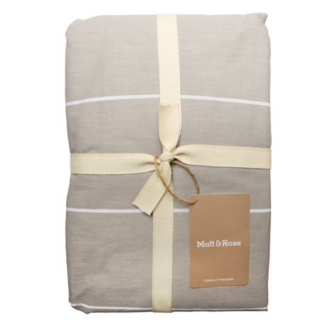 Parure de lit imprimée 100% coton, stripes Grège+Lichen 2 - vertbaudet enfant 