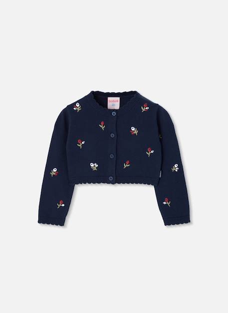Fille-Gilet en maille fille broderie fleurs