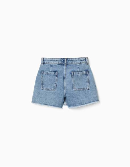 Jupe-short en jean avec fermeture asymétrique Bleu 2 - vertbaudet enfant 