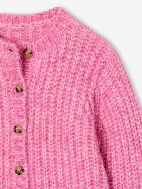 Gilet fille loose maille mousseuse bleu pétrole+gris chiné+menthe+rose+violine 17 - vertbaudet enfant 