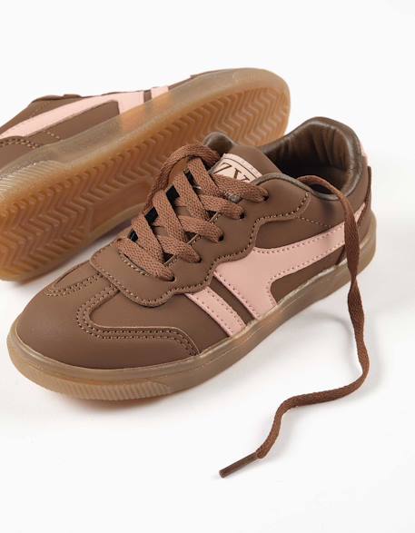 Baskets à lacets avec semelle en caoutchouc antidérapante Marron 4 - vertbaudet enfant 