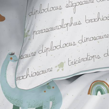 Parure de lit imprimée 100% coton, dinos Blanc 2 - vertbaudet enfant 