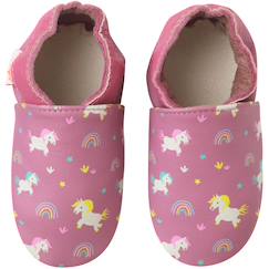 -Chaussons bébé cuir souple lola les licornes