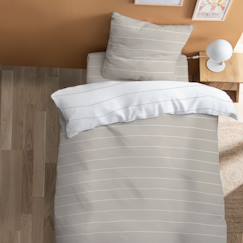 Linge de maison et décoration-Parure de lit imprimée 100% coton, stripes