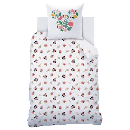 Parure de lit imprimée 100% coton, disney home minnie flower Blanc 4 - vertbaudet enfant 