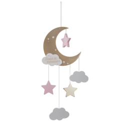 Linge de maison et décoration-Décoration-Suspension murale lune et étoiles - lune