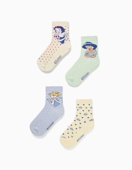 Fille-Lot de 4 paires de chaussettes avec les princesses disney