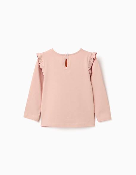 T-shirt à manches longues avec volants et broderie Rose clair 2 - vertbaudet enfant 