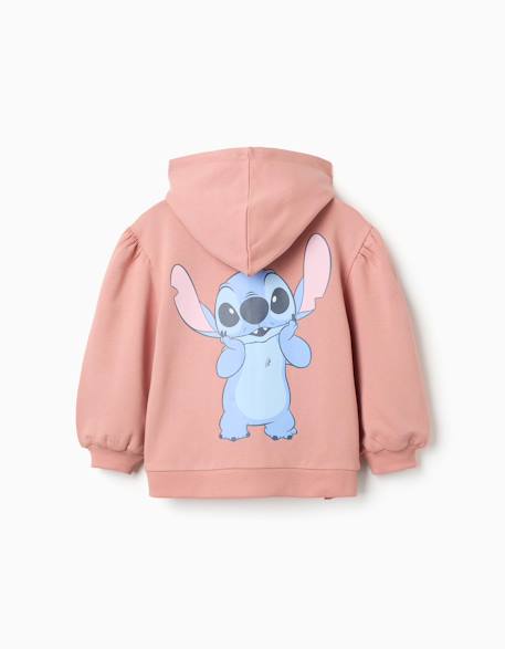 Sweat zippé en coton peigné en molleton avec capuche et imprimés stitch Rose 3 - vertbaudet enfant 