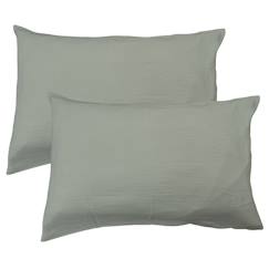 Linge de maison et décoration-Set de 2 taies d'oreiller unies en coton, gaze de coton
