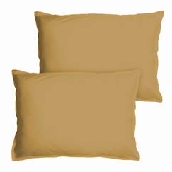 Linge de maison et décoration-Set de 2 taies d'oreiller unies à volant, coton lavé