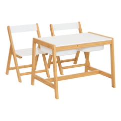 Chambre et rangement-Ensemble bureau pin avec rangements et 2 chaises - bako