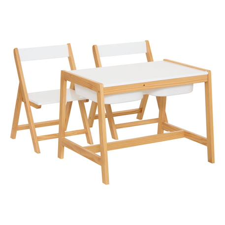 Ensemble bureau pin avec rangements et 2 chaises - bako Blanc 1 - vertbaudet enfant 
