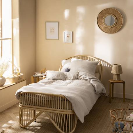 Housse de couette unie en coton, gaze de coton Blanc+Caramel+Chocolat+Lichen+Naturel 30 - vertbaudet enfant 