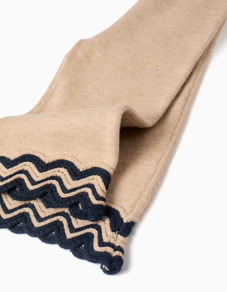 Pantalon en maille avec ourlet à rayures Beige 4 - vertbaudet enfant 