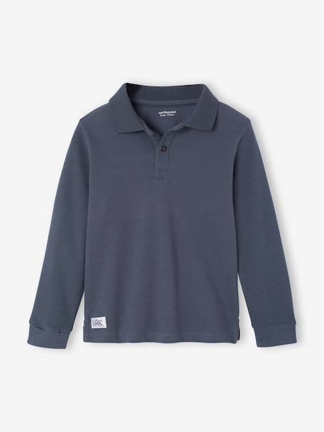 Lot de 2 polos manches longues garçon blanc+bleu ardoise 7 - vertbaudet enfant 