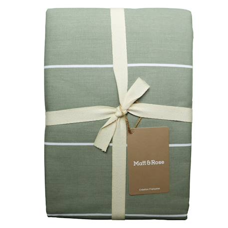 Parure de lit imprimée 100% coton, stripes Grège+Lichen 8 - vertbaudet enfant 