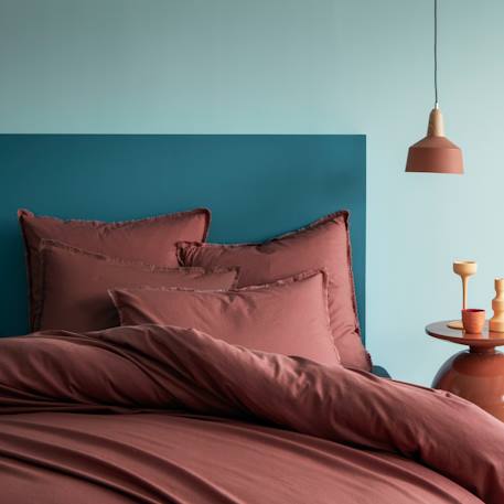 Set de 2 taies d'oreiller unies à franges, coton lavé Anthracite+Blanc+Bleu glacier+Bleu nuit+Caramel+Lichen+Lie de vin+Lin+Miel+Nude+Terre cuite 30 - vertbaudet enfant 