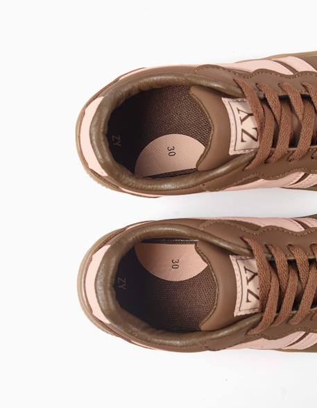 Baskets à lacets avec semelle en caoutchouc antidérapante Marron 3 - vertbaudet enfant 
