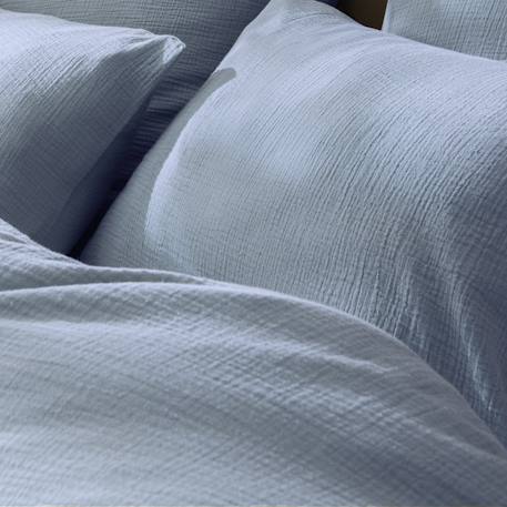 Parure de lit unie en coton, gaze de coton Blanc+Bleu horizon+Chocolat+Lichen+Naturel 9 - vertbaudet enfant 