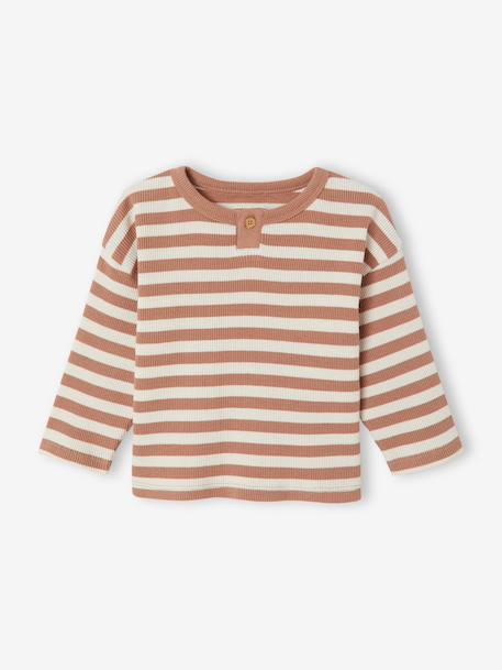T-shirt manches longues bébé garçon cappuccino+kaki 1 - vertbaudet enfant 