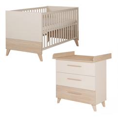 Chambre et rangement-Ensemble de meubles pour bébé ‘Sidney’ duo – pieds et poignées en bois massif