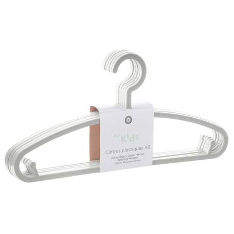 Lot de 6 cintres enfant blanc plastique Blanc+Bleu+Gris+Jaune+Rose+Vert 6 - vertbaudet enfant 