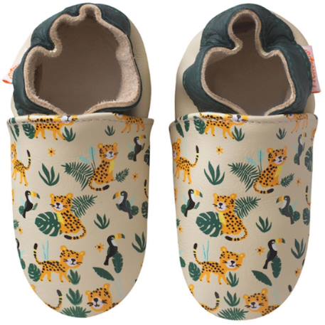 Chaussons bébé cuir souple romy et jules s'amusent Beige 1 - vertbaudet enfant 