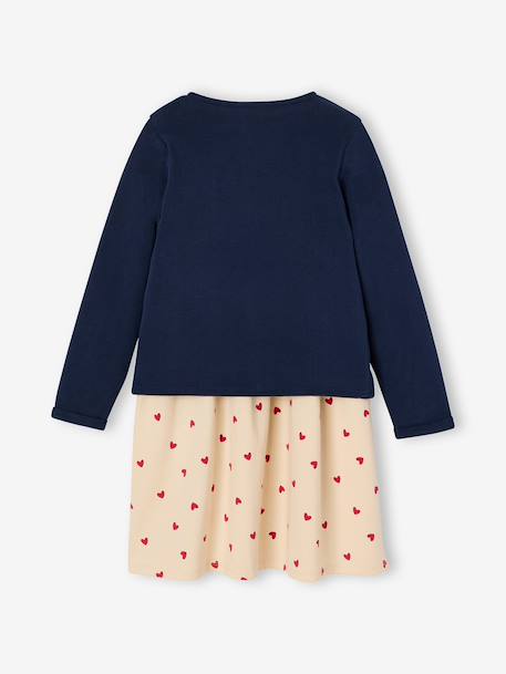 Ensemble fille cardigan et robe imprimée fleurs camel+marine+vert de gris 13 - vertbaudet enfant 