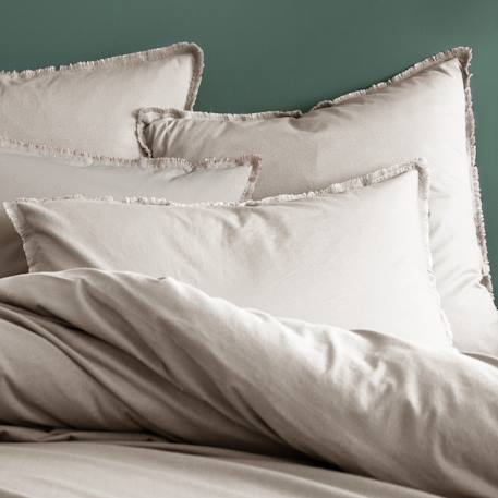 Set de 2 taies d'oreiller unies à franges, coton lavé Anthracite+Blanc+Bleu glacier+Bleu nuit+Caramel+Lichen+Lie de vin+Lin+Miel+Nude+Terre cuite 35 - vertbaudet enfant 