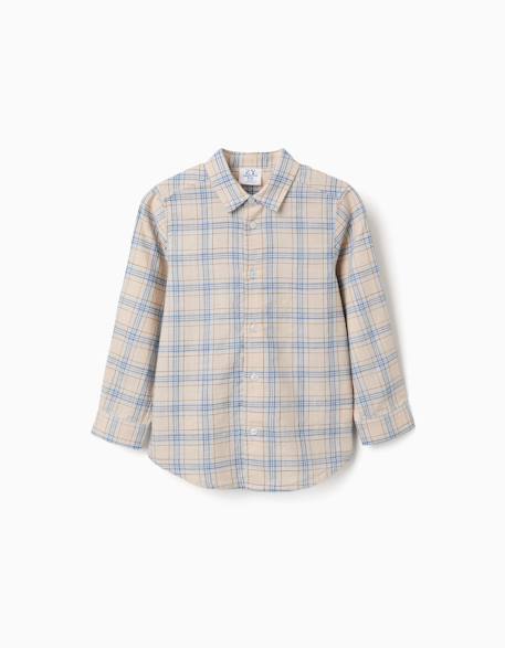 Garçon-Chemise-Chemise à manches longues en coton à carreaux